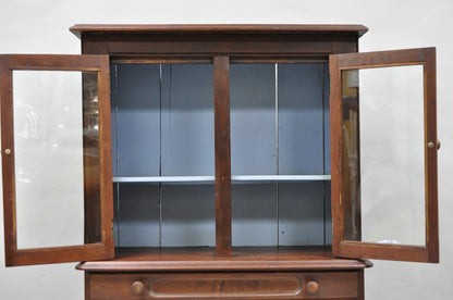 American Colonial Walnut Salesman Sample Apothecary Cupboard Display Cabinet