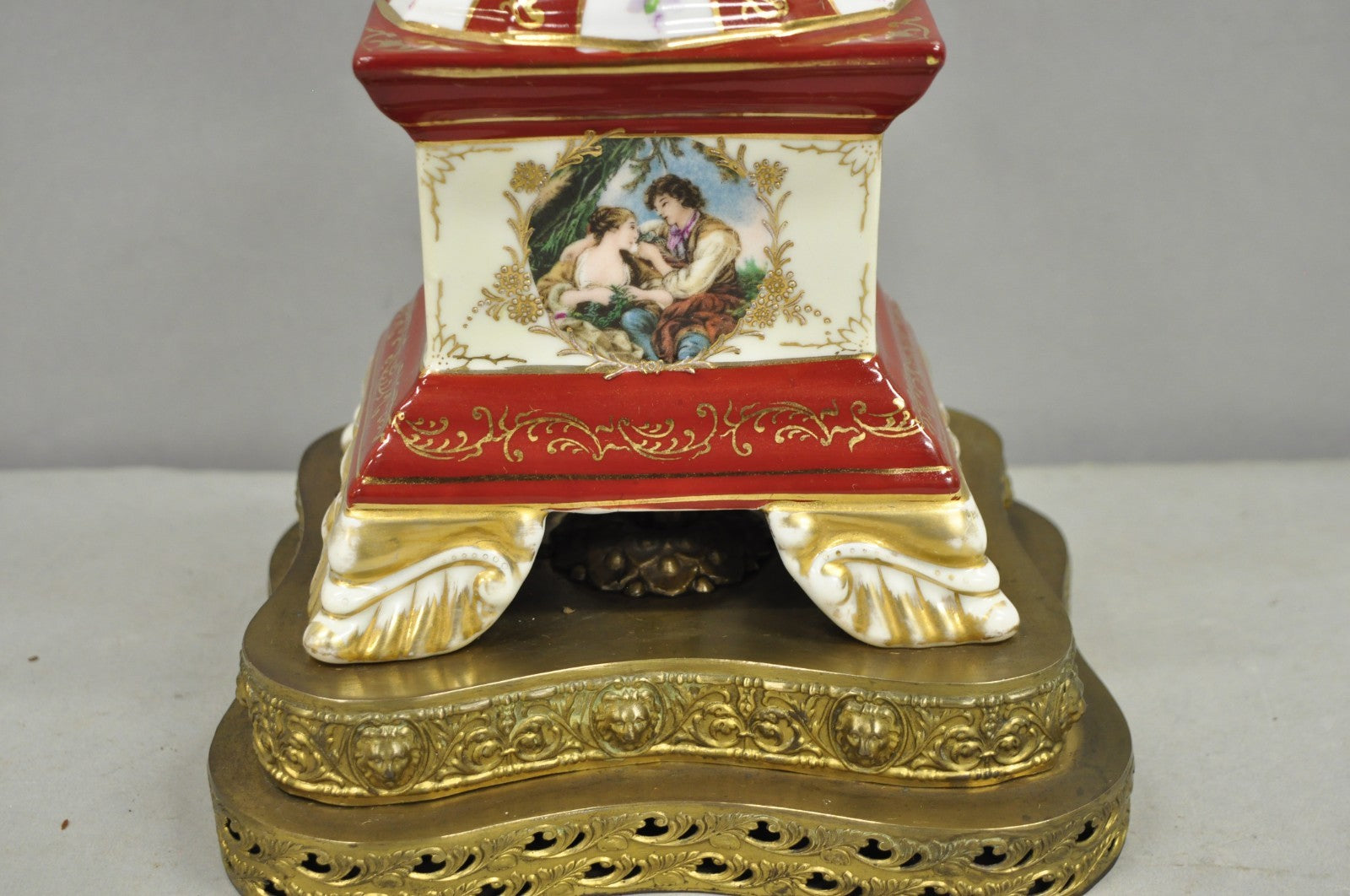 Antique French Red Paris Porcelain Style Urn Form Table Lamp by SGK China, Japan