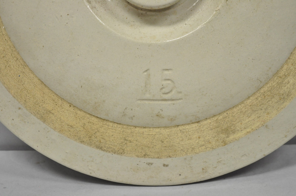 Antique American Primitive Salt Glazed Ceramic 15 Gallon Crock Pot Lid Cover