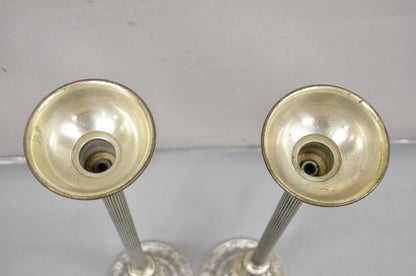 Vintage 43" Tall Baroque Silver Plated Collapsible Floor Candlesticks in Box