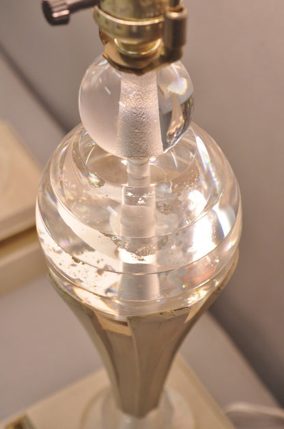Vintage Art Deco Style Acrylic Lucite Sphere Tapered Table Lamps - a Pair