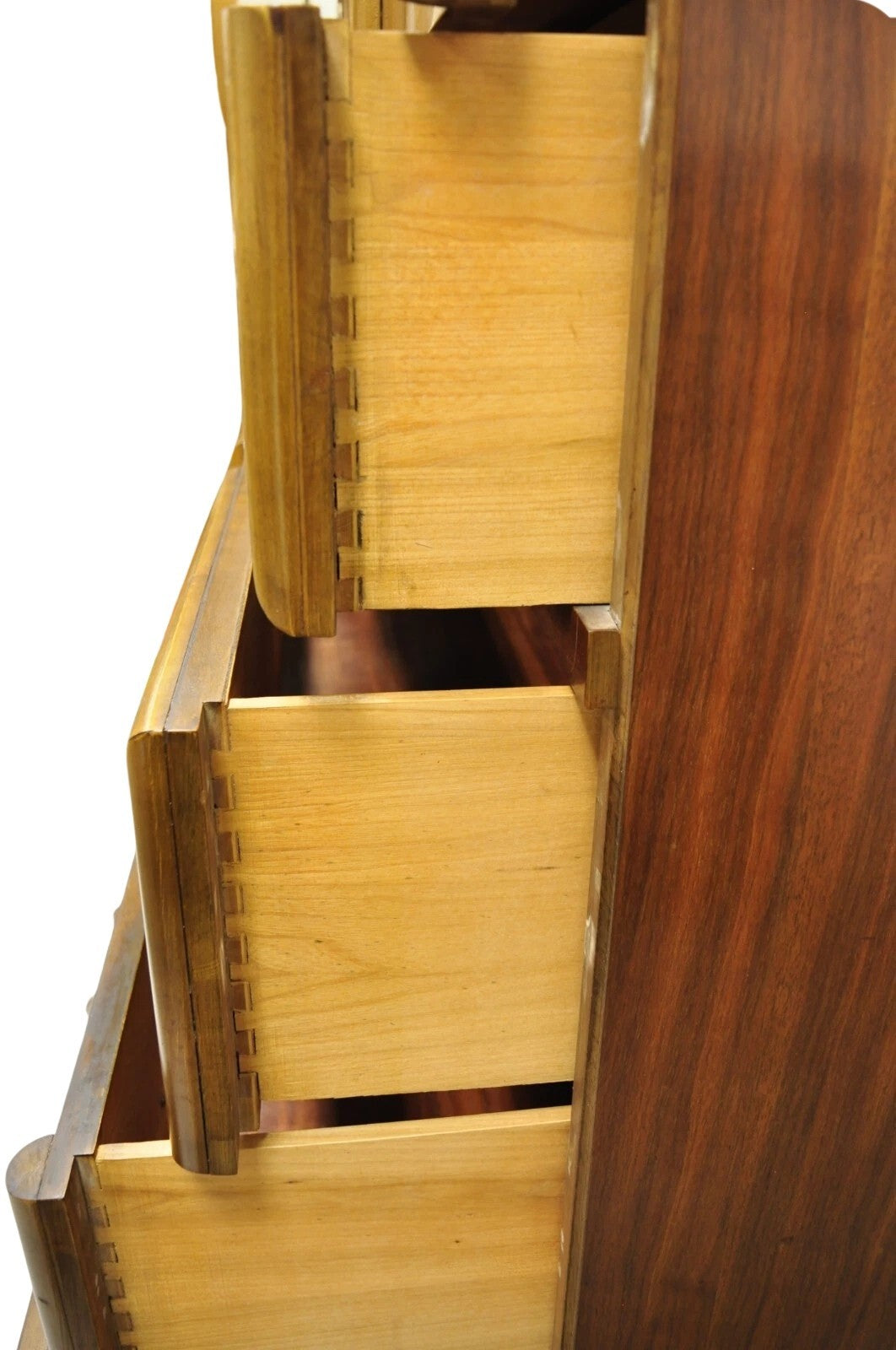 Vintage Mid Century Modern Art Deco Walnut Tall Chest Dresser by Joerns Bros