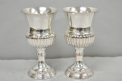 Vintage English Georgian Style Silver Plated Wine Goblet Cup Barware - a Pair