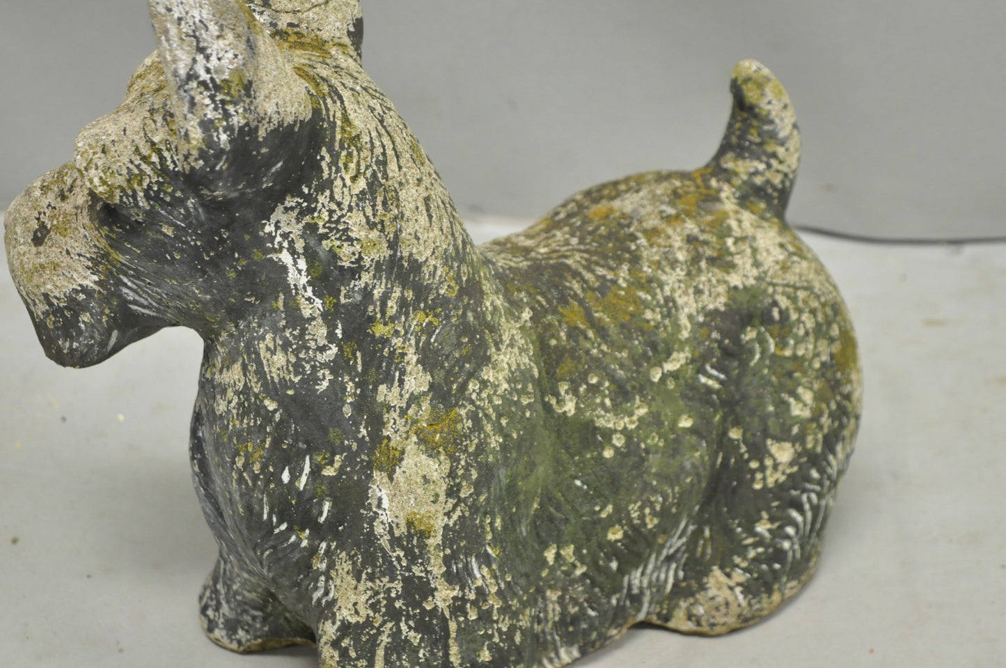 Vintage Scottish Terrier Scotty Dog 12" Small Cast Stone Concrete Garden Figure