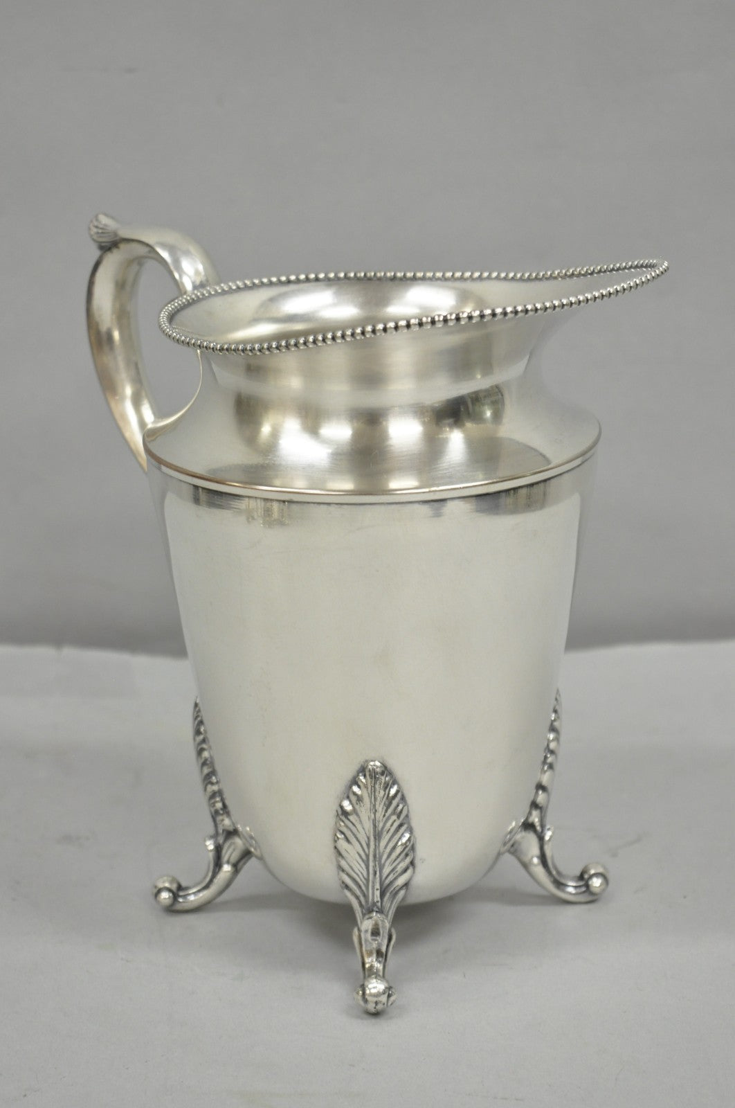 Vintage Victorian Silver Plated Bulbous Footed Water Pitcher w/ Handle by HS