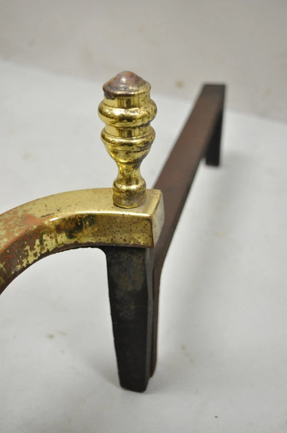 The Harvin Co Brass Federal Branch Leg Ball and Claw Fireplace Andirons - a Pair