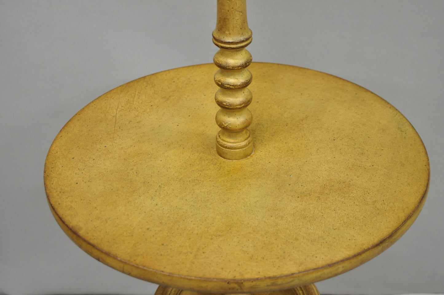 Vintage French Country Carved Wood Candlestick Tea Table Pedestal Floor Lamp