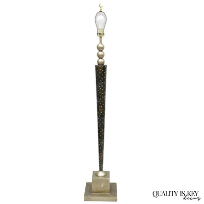 Vintage Leeazanne Postmodern Art Deco Style Metal Tapered Skyscraper Floor Lamp