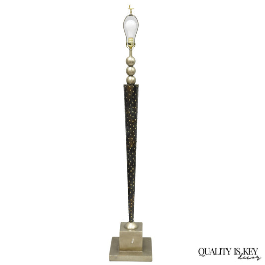 Vintage Leeazanne Postmodern Art Deco Style Metal Tapered Skyscraper Floor Lamp