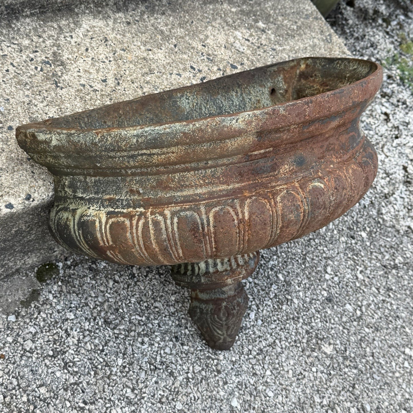 Neoclassical Cast Iron Half Round Wall Fountain Bowl Lavabo Garden Planter Pot