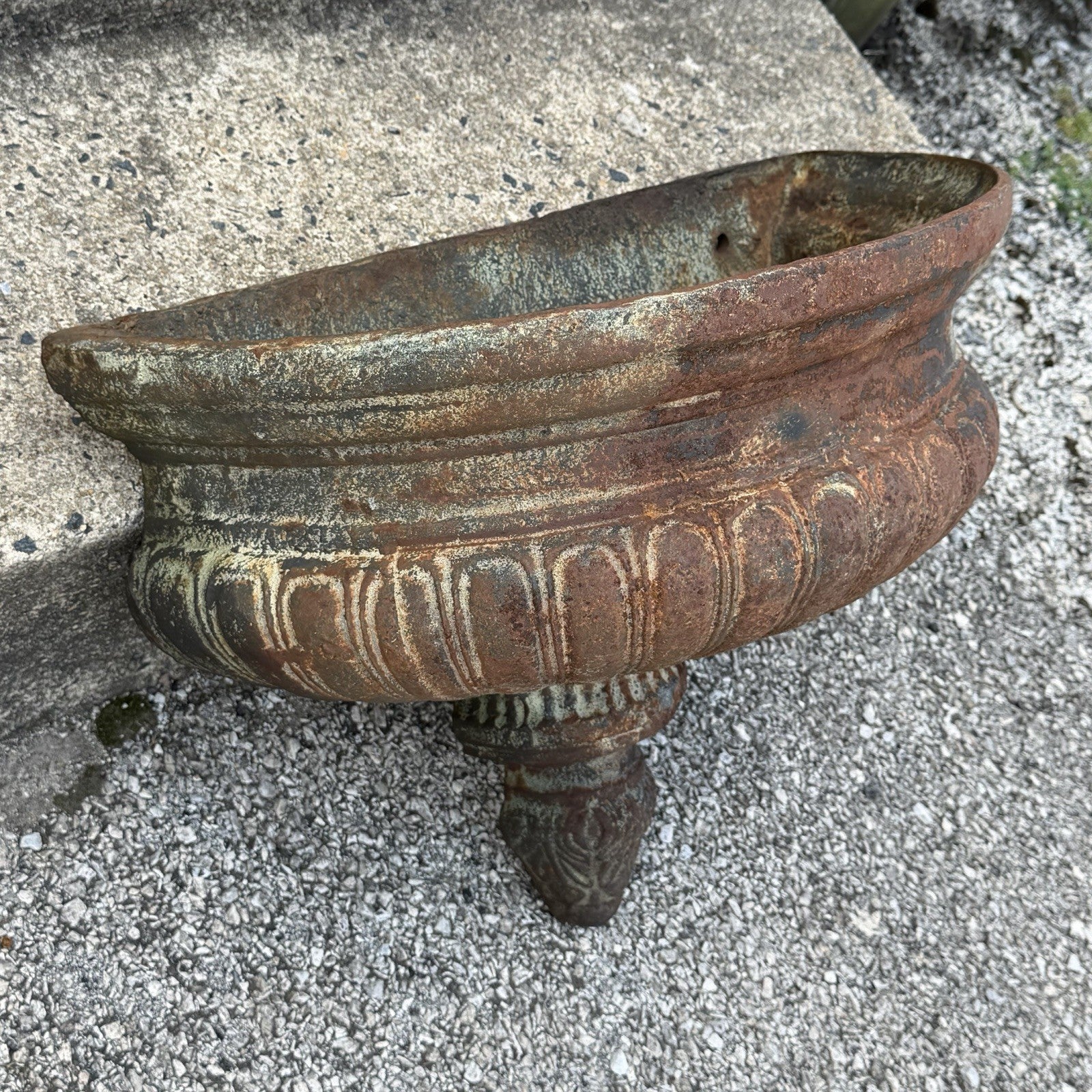 Neoclassical Cast Iron Half Round Wall Fountain Bowl Lavabo Garden Planter Pot