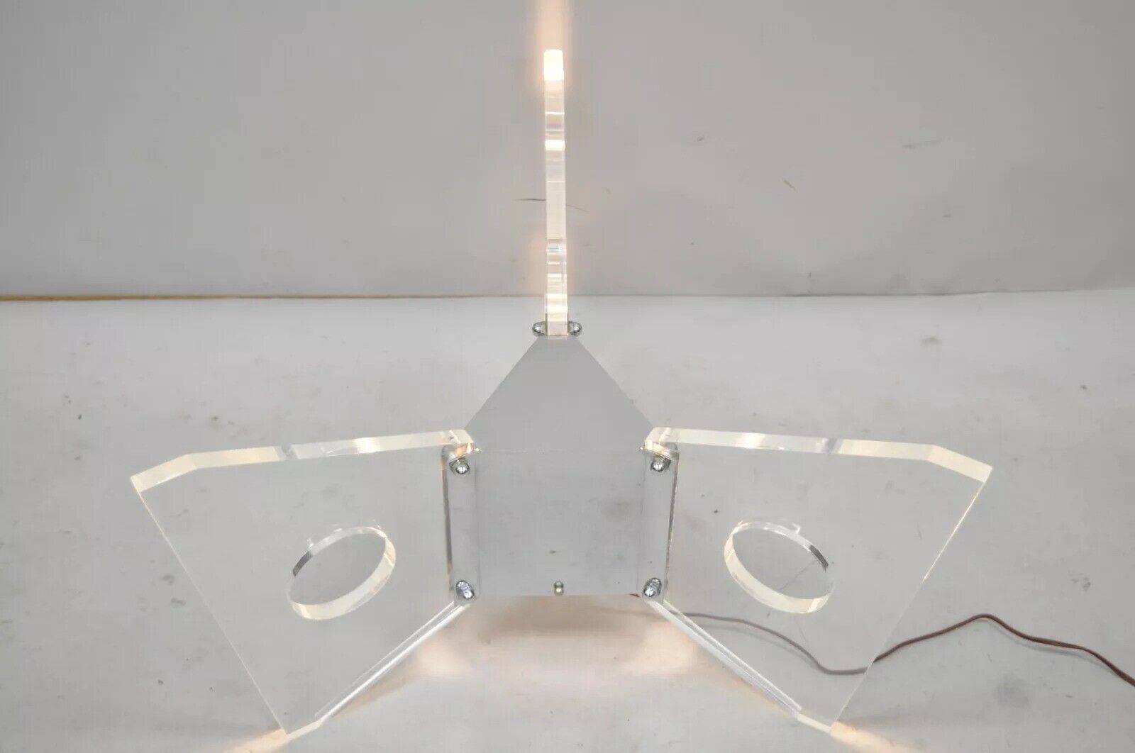 Illuminated Mid Century Modern Lucite & Chrome Butterfly Coffee Table Base