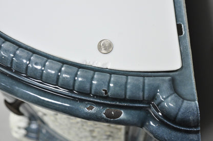 Antique French Victorian Blue White Porcelain Enamel Cast Iron Radiator Cover