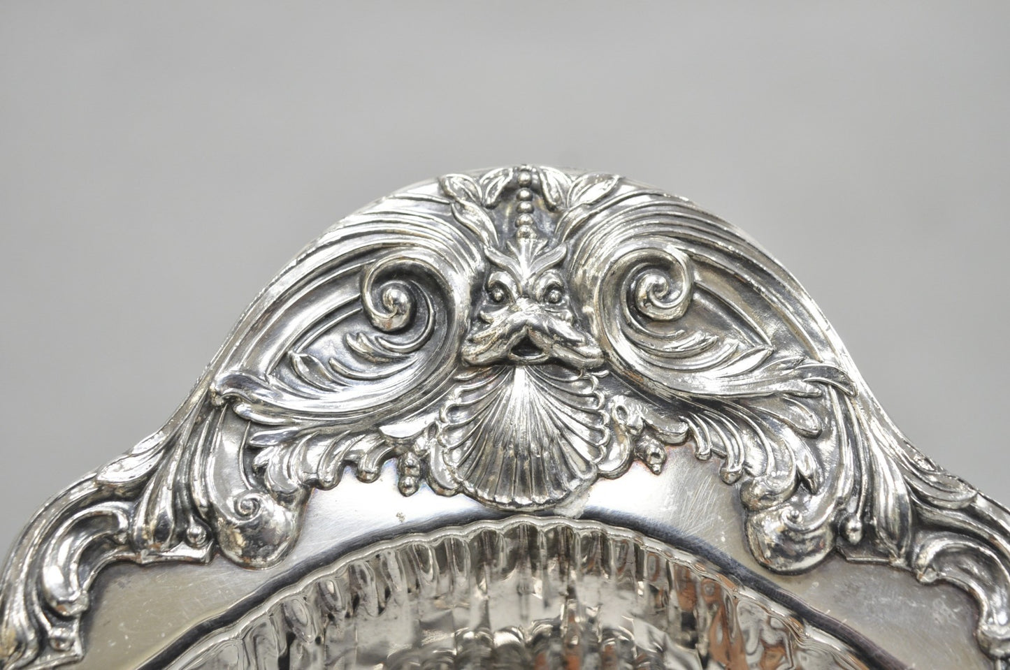 Vintage FB Rogers Silver Plated Large Clam Shell Serving Dish w / Dolphin