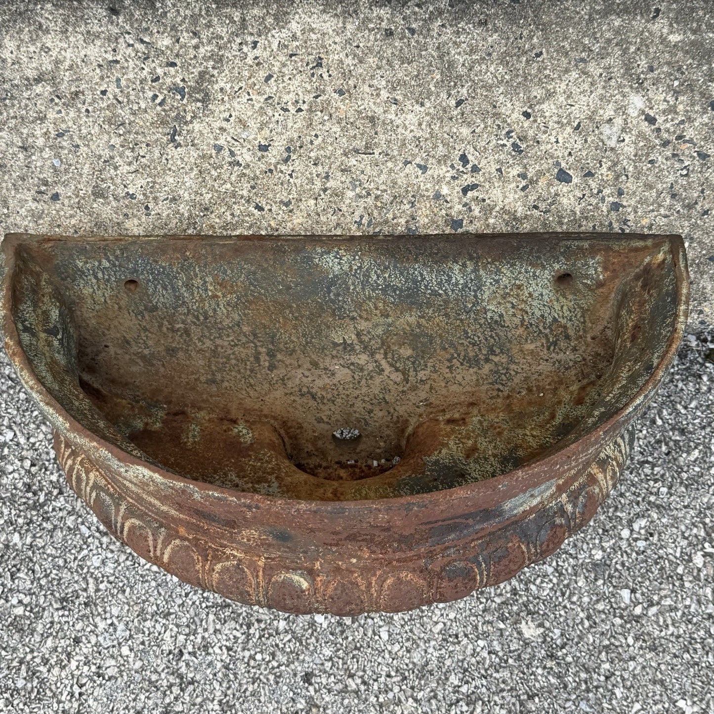 Neoclassical Cast Iron Half Round Wall Fountain Bowl Lavabo Garden Planter Pot