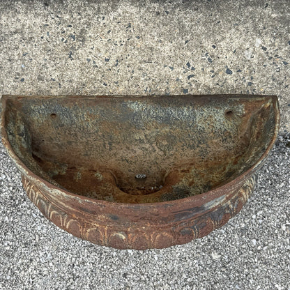 Neoclassical Cast Iron Half Round Wall Fountain Bowl Lavabo Garden Planter Pot
