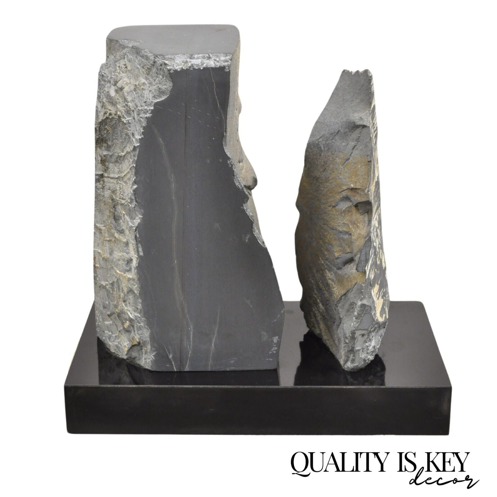 Naomi Feinberg "Fractured Planet" Gray Stone Abstract Modern Sculpture