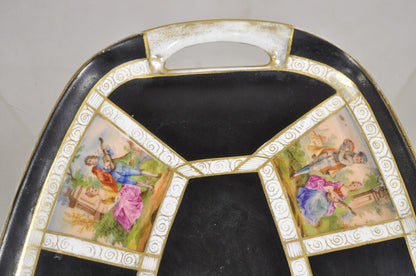 Royal Vienna Style Bohemia Czecho-Slovakia Black Porcelain Tea Set - 12 pcs
