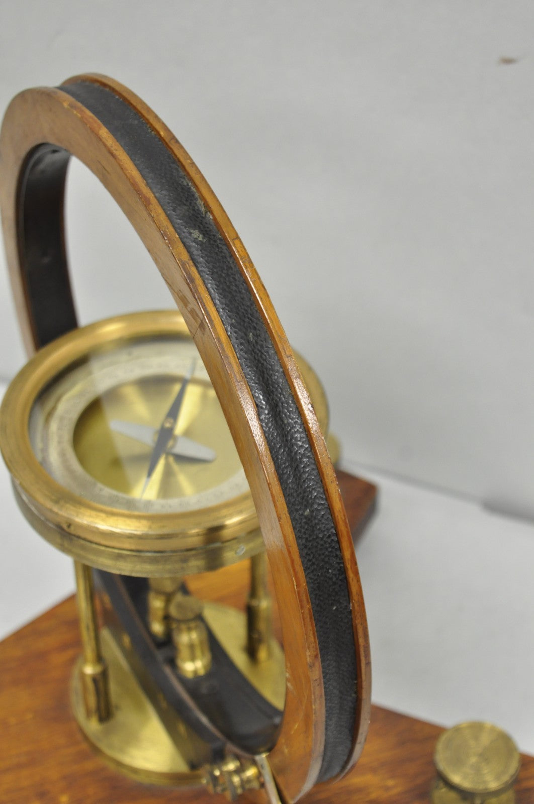 Antique Victorian Wood & Brass Tangent Galvanometer Lab Electrical Equipment