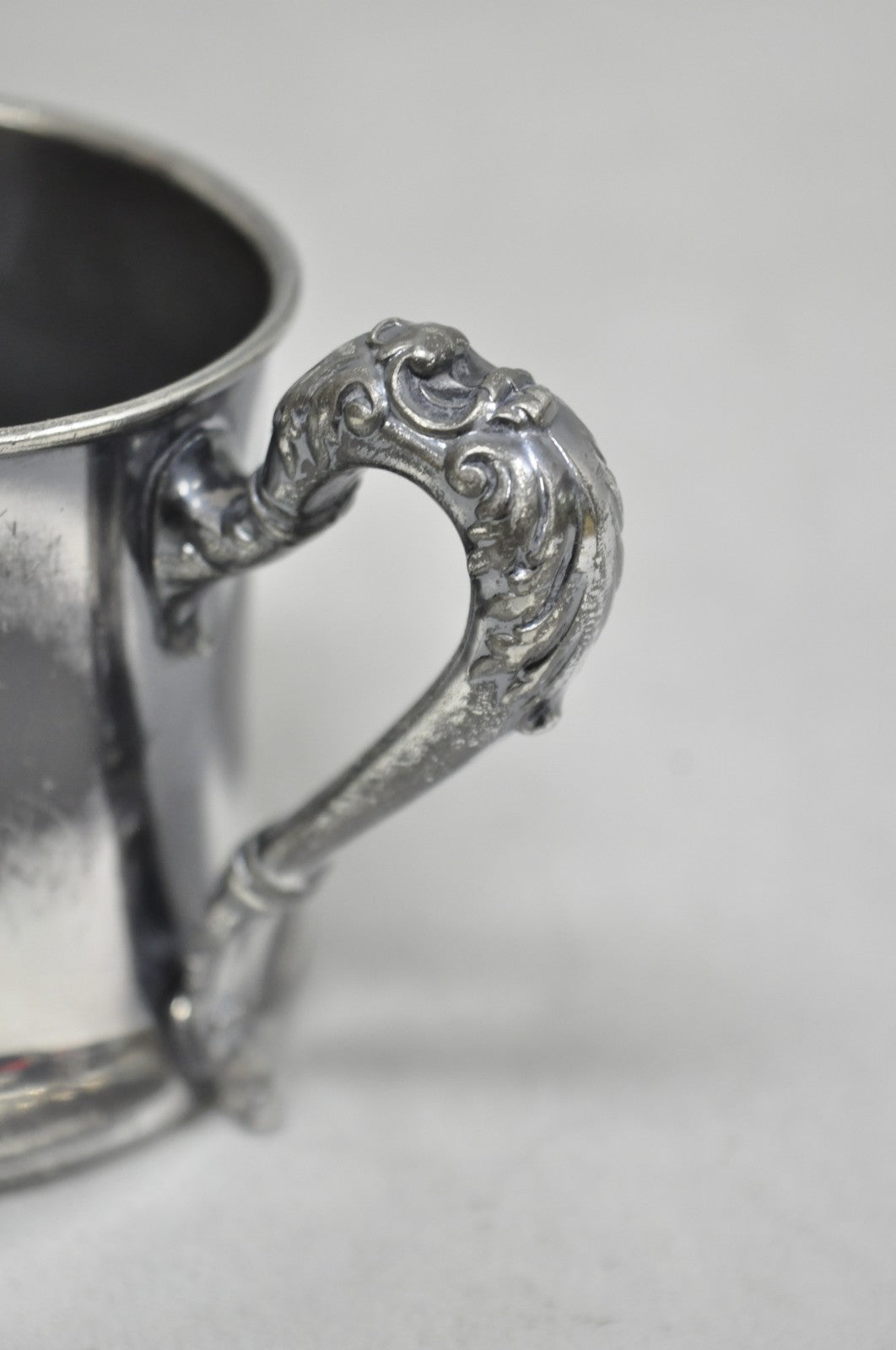 Antique Forbes Silver Co Art Nouveau Floral Monogramed Silver Plated Shaving Mug