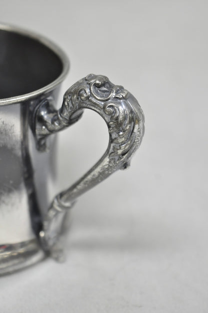 Antique Forbes Silver Co Art Nouveau Floral Monogramed Silver Plated Shaving Mug