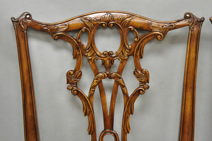 Chippendale Style Carved Mahogany Dining Side Chairs attr Theodore Alexander - 4