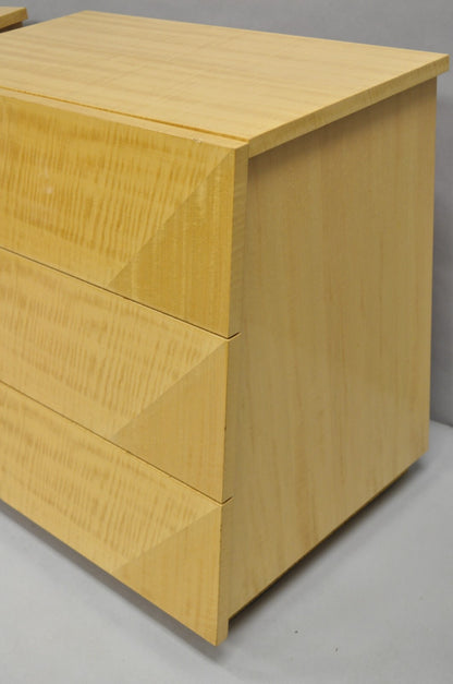Italian Modern Lacquered Blonde Wood Nightstands by Giorgio Collection - a Pair