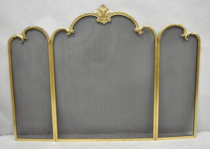 Vintage French Louis XV Style Gold Bronze Acanthus Folding Fireplace Screen