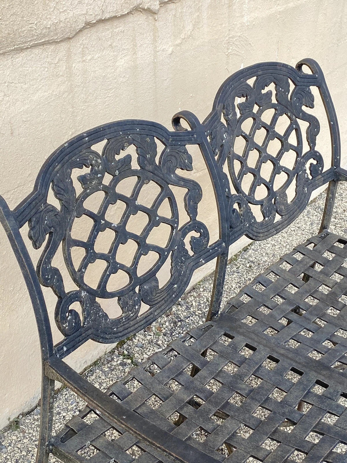 Tuscan Mediterranean Style Cast Aluminum Garden Patio Settee Loveseat Bench