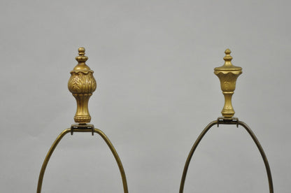 Antique L&F Moreau French Renaissance Gold Paint Metal Figural Table Lamps Pair