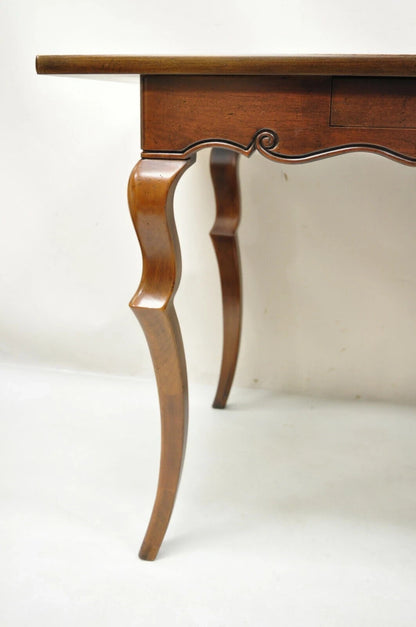 Vintage Baker French Provincial Cherry Wood Inlaid Console Table Writing Desk