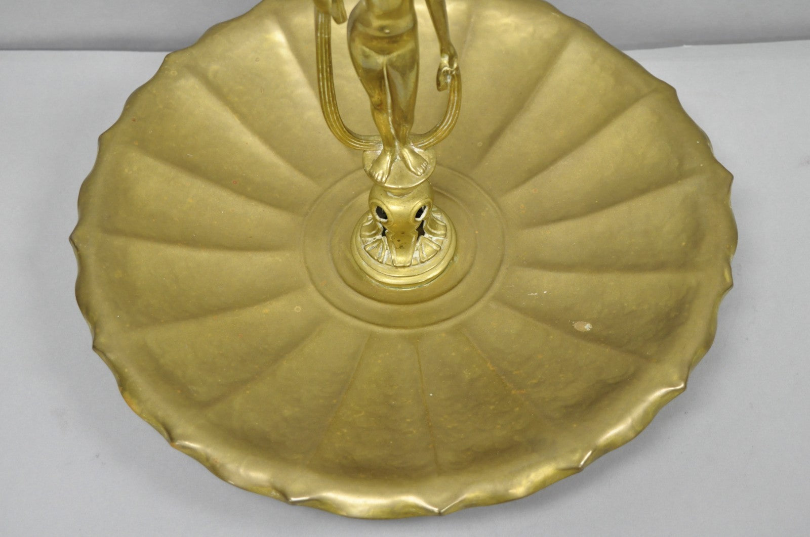 Vintage Art Nouveau Brass Figural Nude Woman Centerpiece Compote Dish Bowl