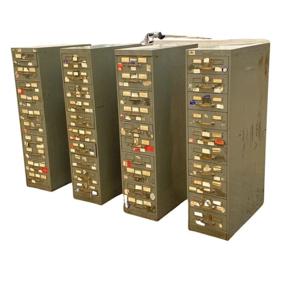 Vintage Columbia Steel Equip Gray Metal 10 Drawer Industrial File Cabinet (A)
