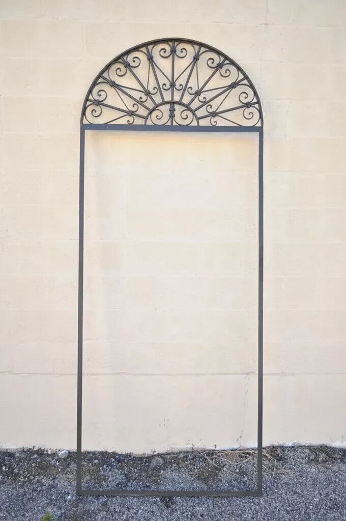 Vintage Wrought Iron Arch Top 8' Full Length Floor Mirror Frame Garden Element C