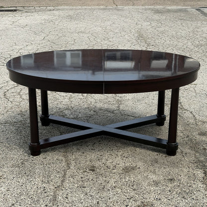 Baker Barbara Barry Art Deco Style Oval 2 Leaf Extension Mahogany Dining Table