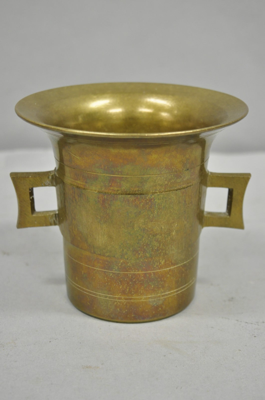 Antique Solid Bronze Brass German Apothecary Mortar with Pestle - 2 Pcs