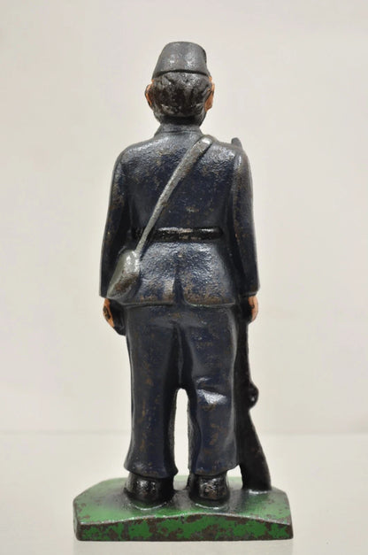 Antique Victorian Cast Iron Figural Painted Military War Soldier Door Stop A
