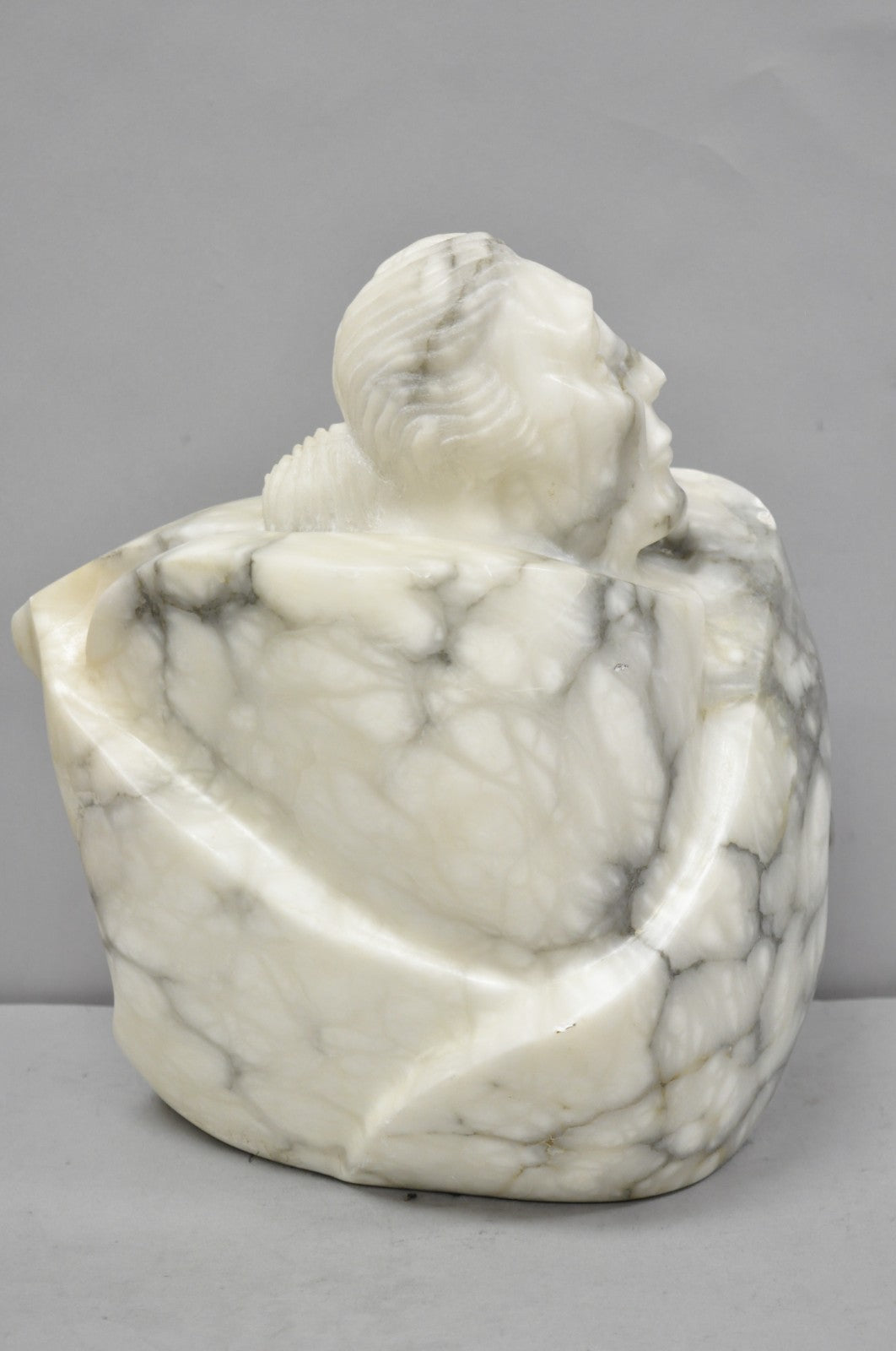 Vintage Seymour Shuren Modern Carved Alabaster Native American Figure Sculpture