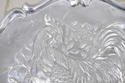 Vintage Lenox Retired Large Rooster Pewter Metal Holiday Serving Platter Tray