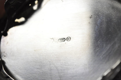 Vintage English Victorian Silver Plated Floral Pierced Small Nut Candy Dish