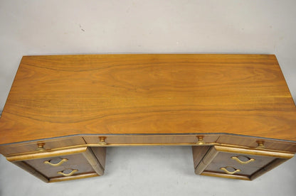 Vintage Mid Century Modern Art Deco Walnut Vanity Table w Mirror by Joerns Bros
