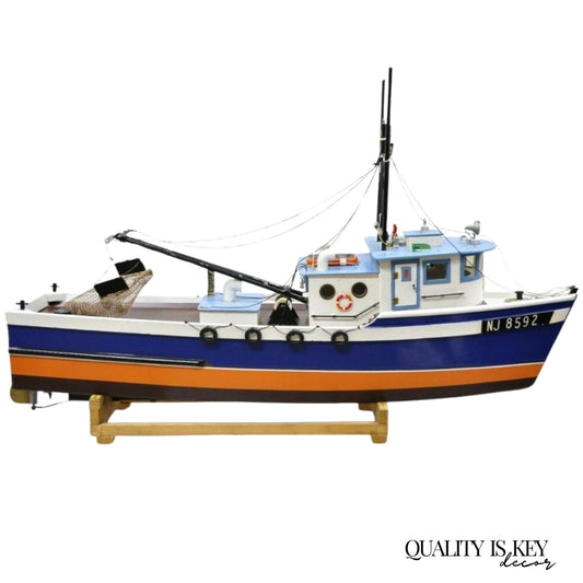 Vintage Arts & Crafts Large 48" Fishing Shrimp Boat Ship Model A - Rab NJ 8592