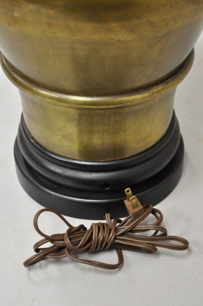 Vintage Hollywood Regency Chinoiserie Patinated Brass Ginger Jar Table Lamp