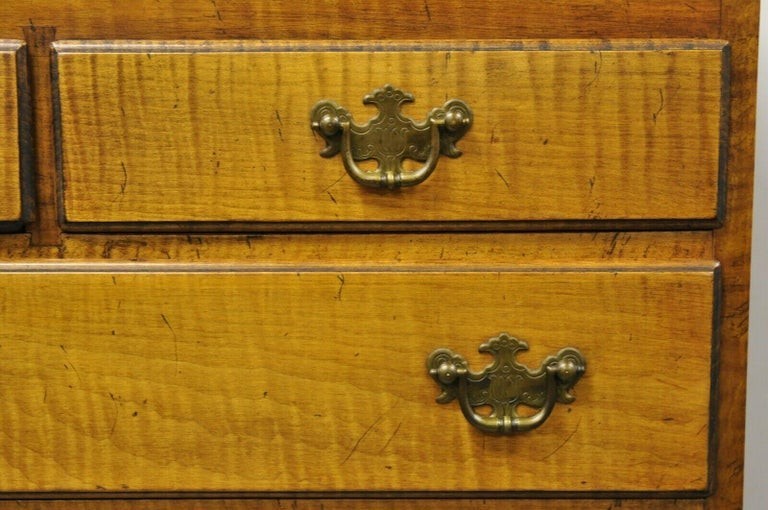 Antique New England Queen Anne Curly Tiger Maple Small Chest Dresser Highboy