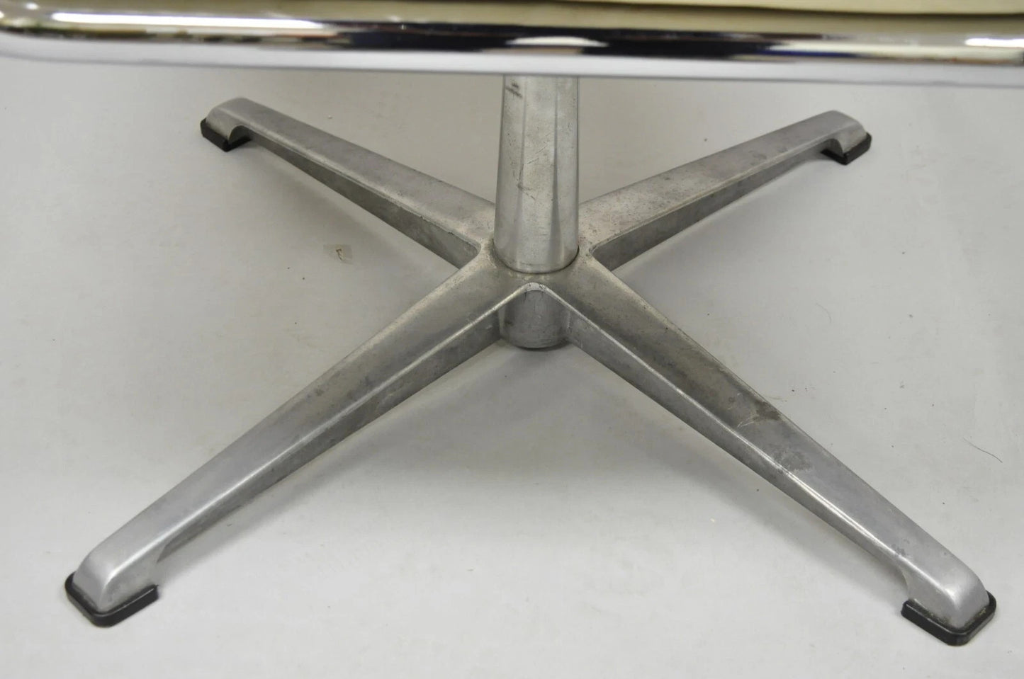 Vintage Directional Mid Century Modern Tubular Aluminum Base Swivel Ottoman