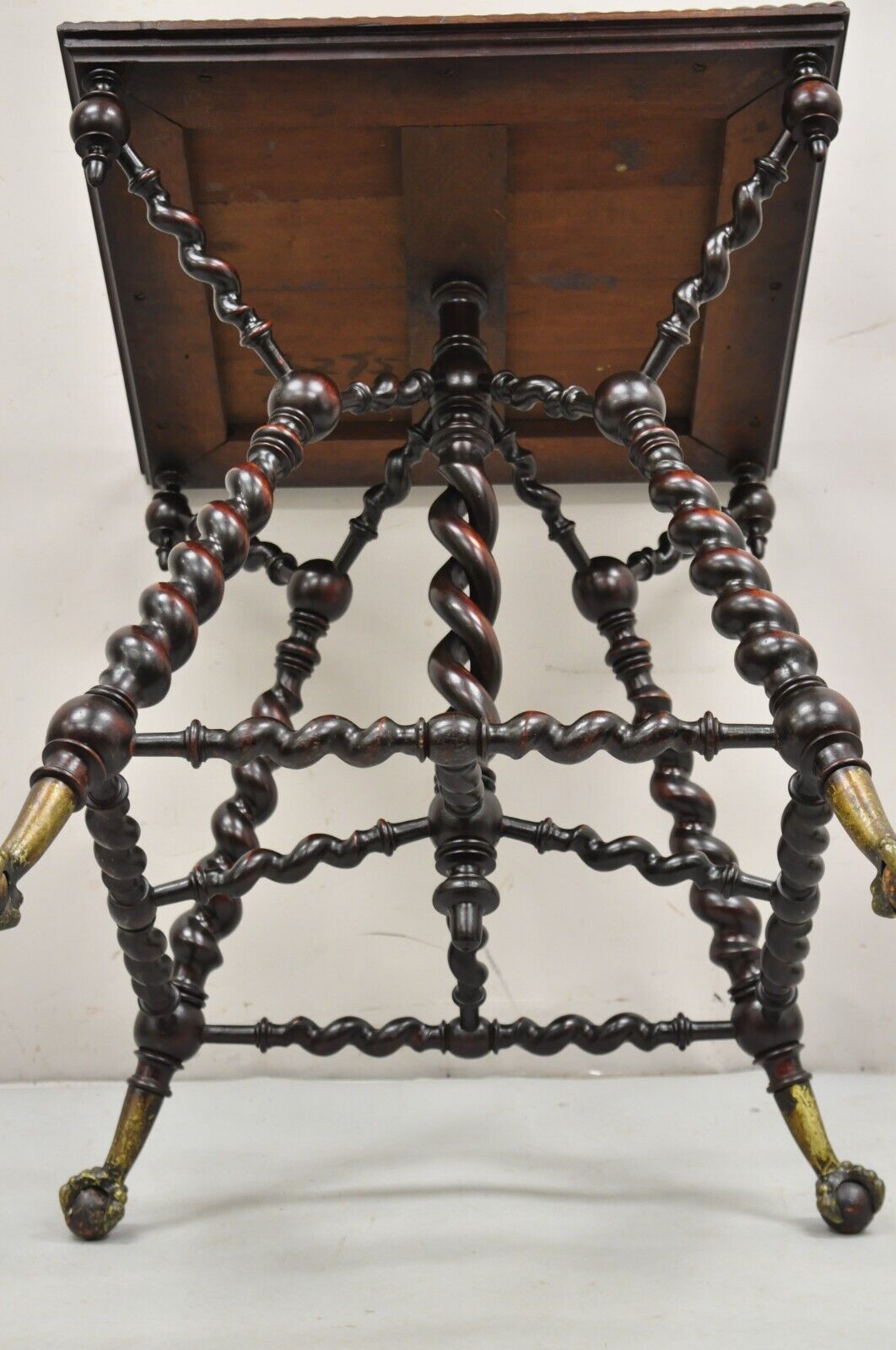 Merklen Brothers Victorian Barley Twist Mahogany Occasional Parlor Table