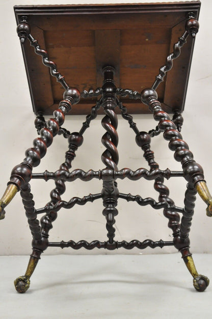 Merklen Brothers Victorian Barley Twist Mahogany Occasional Parlor Table