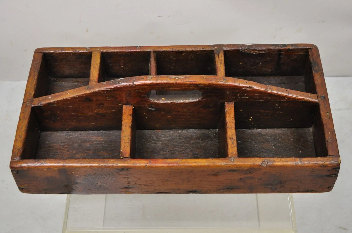 Antique French Country Provincial Wooden Storage Caddy Tool Box Desk Organizer