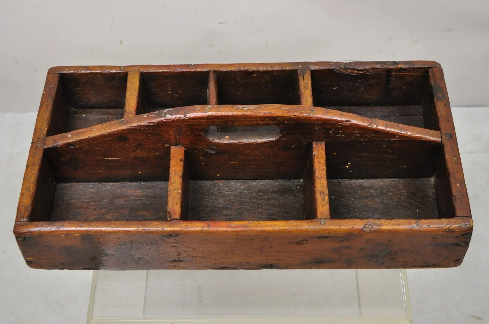 Antique French Country Provincial Wooden Storage Caddy Tool Box Desk Organizer