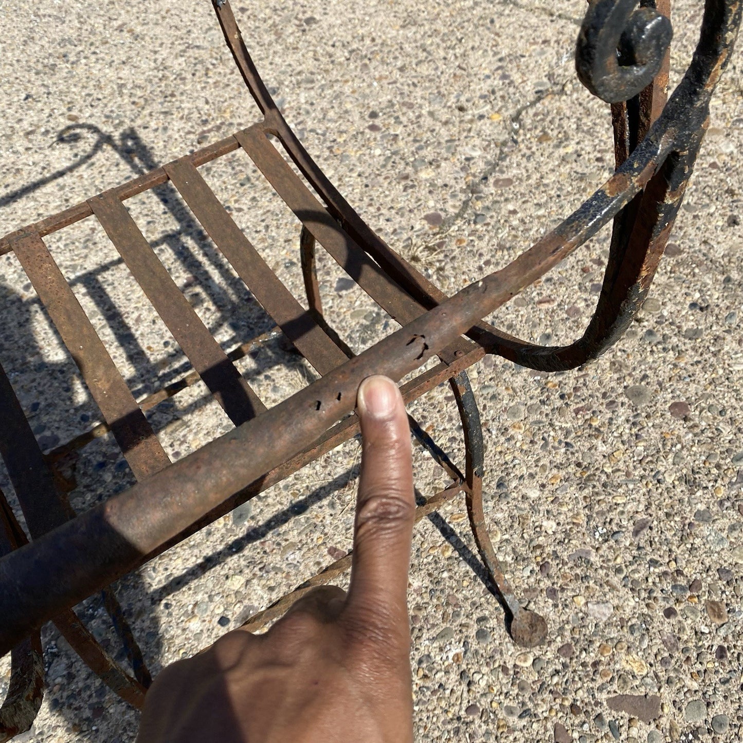 Antique Spanish Renaissance Wrought Iron Curule Savonarola Throne Arm Chair